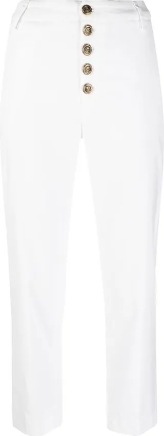 Button-Fastening Cropped Trousers