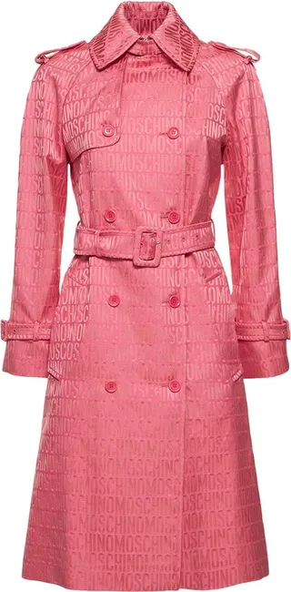 Nylon jacquard logo trench coat
