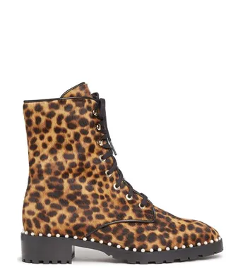 Stuart Weitzman Allie Leopard Printed Lace-Up Boots