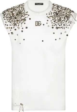 stud-embellished sleeveless T-shirt