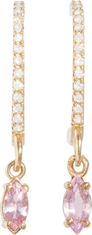 Sparkling Rose Huggie Hoop Earrings