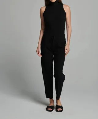 Liana Ribbed Pant in Black