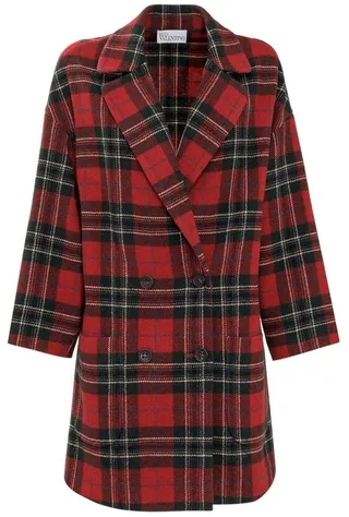 REDValentino Tartan Double-Breasted Coat