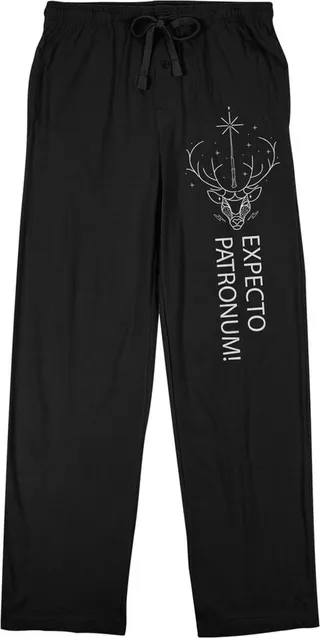 Harry Potter Expecto Patronum Men’s Black Sleep Pajama Pants-3X-Large