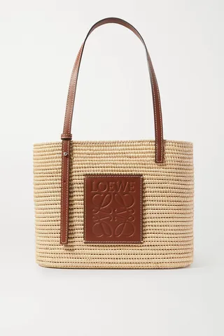 Loewe - + Paula's Ibiza Small Leather-trimmed Woven Raffia Tote - Brown