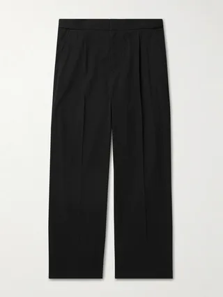 Straight-Leg Cotton-Blend Faille Trousers