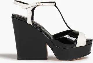 Two-tone patent-leather platform sandals