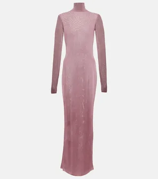 Ribbed-knit gown