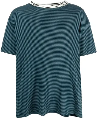 stripe-print double-layer T-shirt