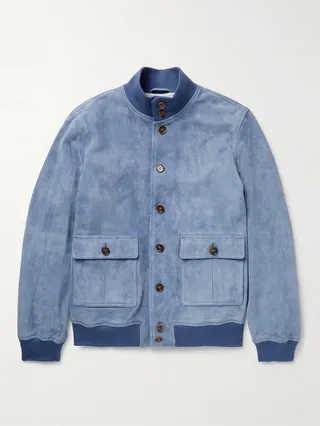 Valstarino Slim-Fit Suede Bomber Jacket