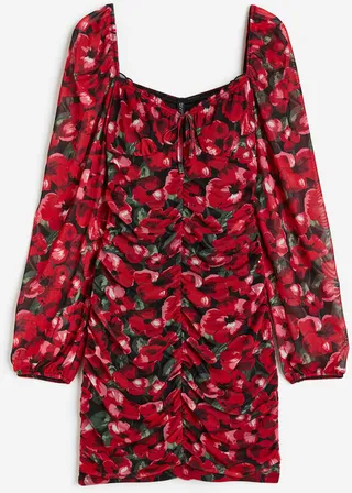 Gathered Mesh Dress