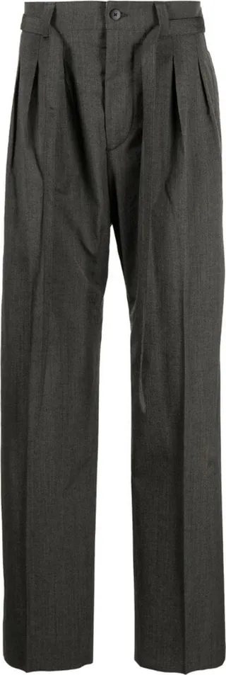 Pleated Straight-Leg Trousers