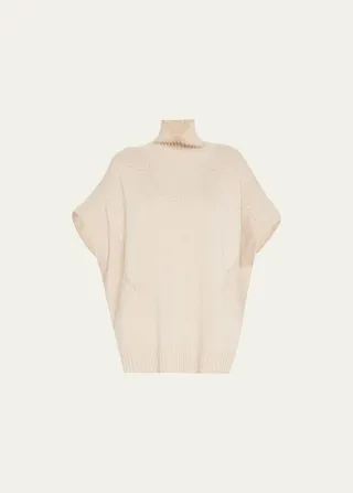 Mea Turtleneck Cashmere Knit Poncho