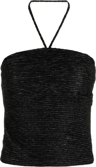 Metallic-Effect Halterneck Top