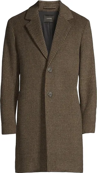 Houndstooth Classic Wool Coat