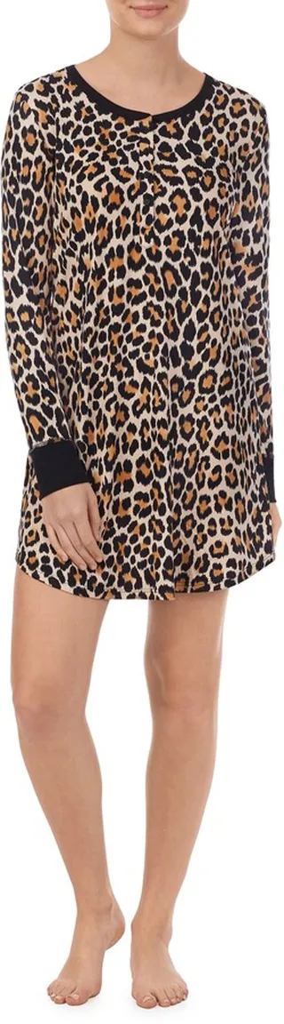 Print Henley Short Nightgown