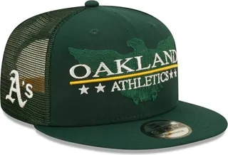 Men's New Era Green Oakland Athletics Patriot Trucker 9FIFTY Snapback Hat