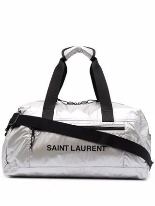 Metallic Logo-Print Luggage Bag