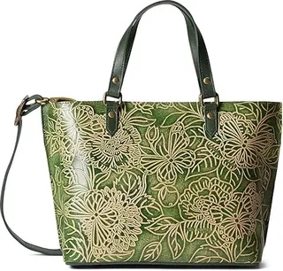 Anuschka Medium Tote 693 (Tooled Butterfly Jade) Handbags