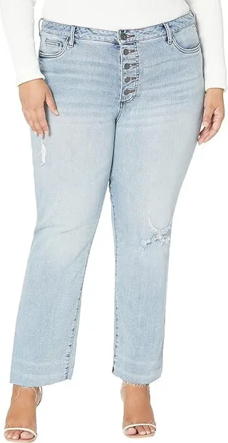 KUT from the Kloth Reese High-Rise Fab AB Expo Button Raw Hem in Fair (Fair) Women's Jeans