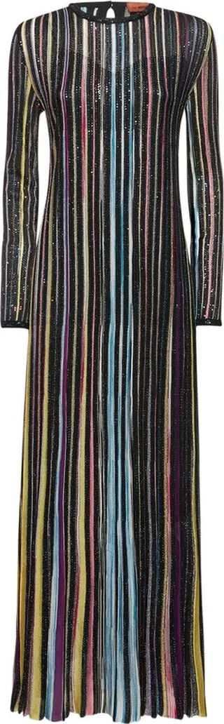 Sequin embellished knit long dress