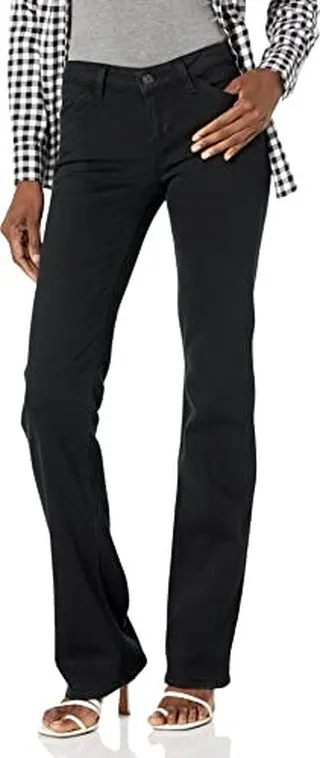 PAIGE Women's Sloane with Angled Pockets Low Rise Bootcut in Black Overdye