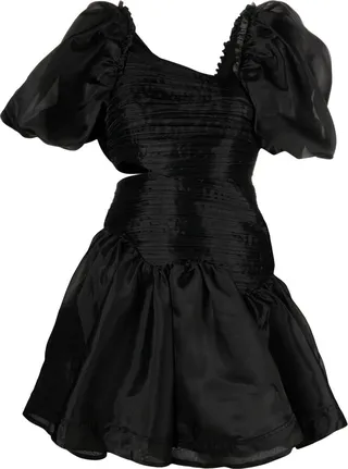 Black Joan Puff Sleeve Mini Dress