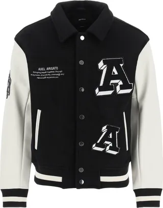 Axel Arigato 'illusion' Varsity Jacket With Faux Leather Sleeves
