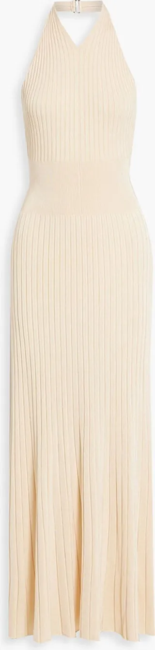 Devin ribbed-knit halterneck maxi dress