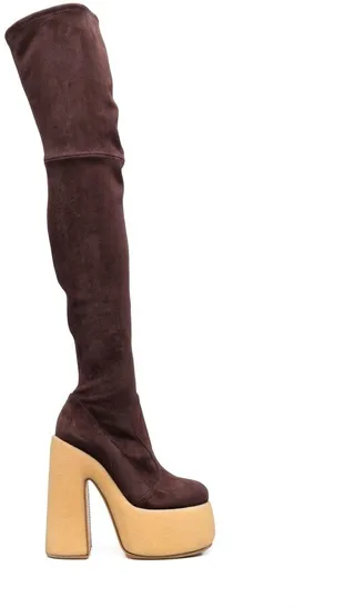 Platform-Sole Suede Boots