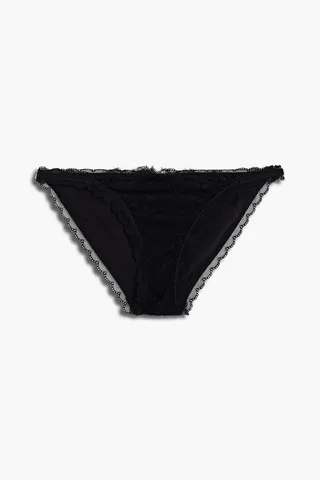 Ella Shining corded lace and charmeuse low-rise briefs