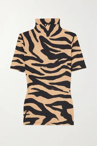 Off-White - Animal-print Stretch-jersey Turtleneck Top - Neutrals