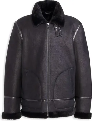 Sheepskin Shearling Leather Bomber Jacket
