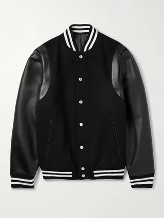 Logo-Appliquéd Wool and Leather Varsity Jacket