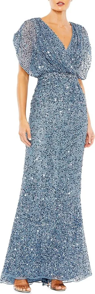 Evening Metallic Blouson Gown