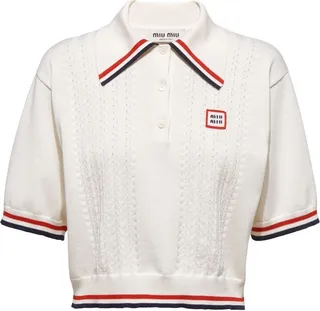 Openwork Knit Polo Shirt