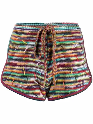 Horizontal-Stripe Knitted Shorts