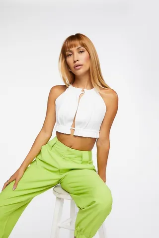 Sweater-Knit Cropped Halter Top
