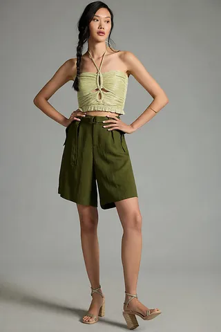 Sabina Musayev Dixie Keyhole Halter Tank Green