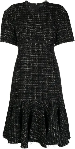 Melange-Effect Midi Dress