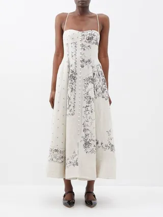 Catalina Floral-print Linen Midi Dress