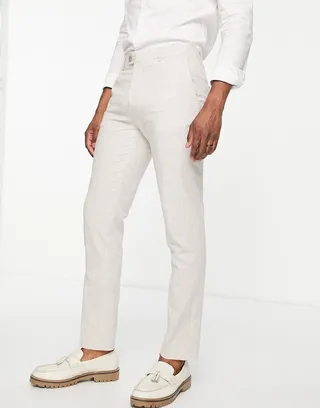 Gianni Feraud skinny suit pants in beige check