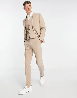 ASOS DESIGN skinny suit pants in dark stone