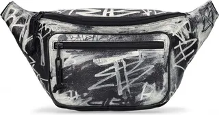 Printed leather belt bag