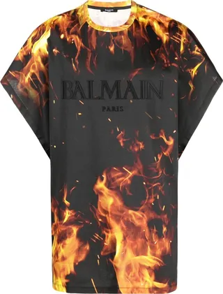 flame-print cotton T-shirt