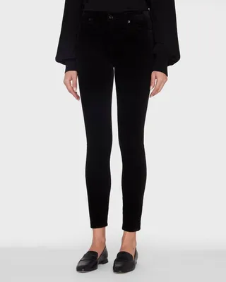 High-Rise Skinny Velvet Ankle Jeans