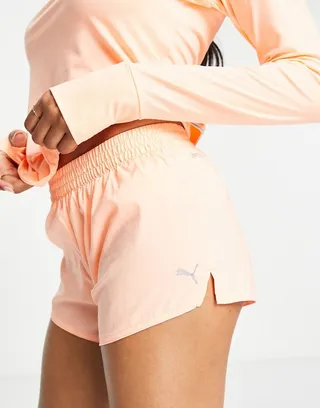 Puma Running Favorite woven 3 inch shorts in coral