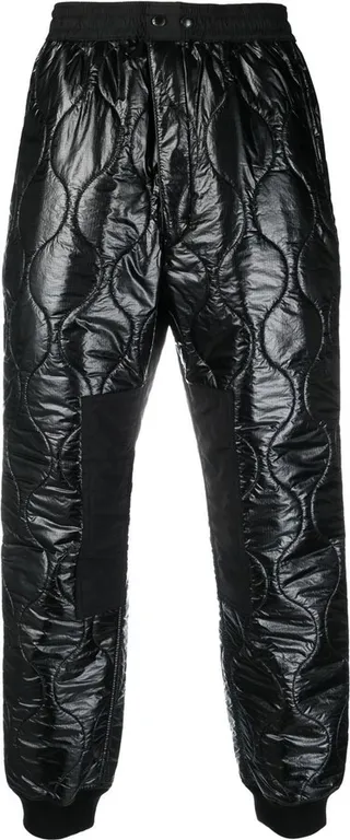 Quilted-Finish Straight-Leg Trousers