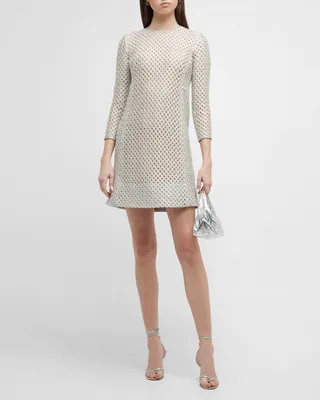 Metallic Crochet Embroidered A-line Mini Dress