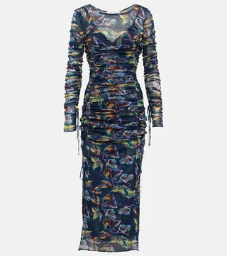 Corinne printed mesh midi dress